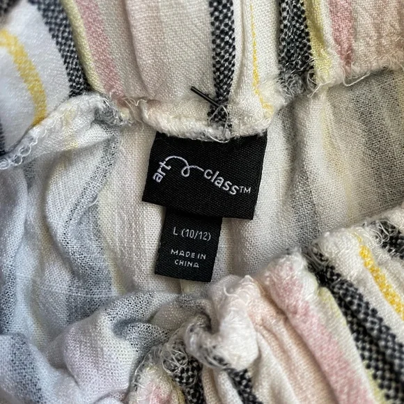 Art Class High Waist Striped Linen Shorts - Pink, Yellow, Black - Picture 4 of 6